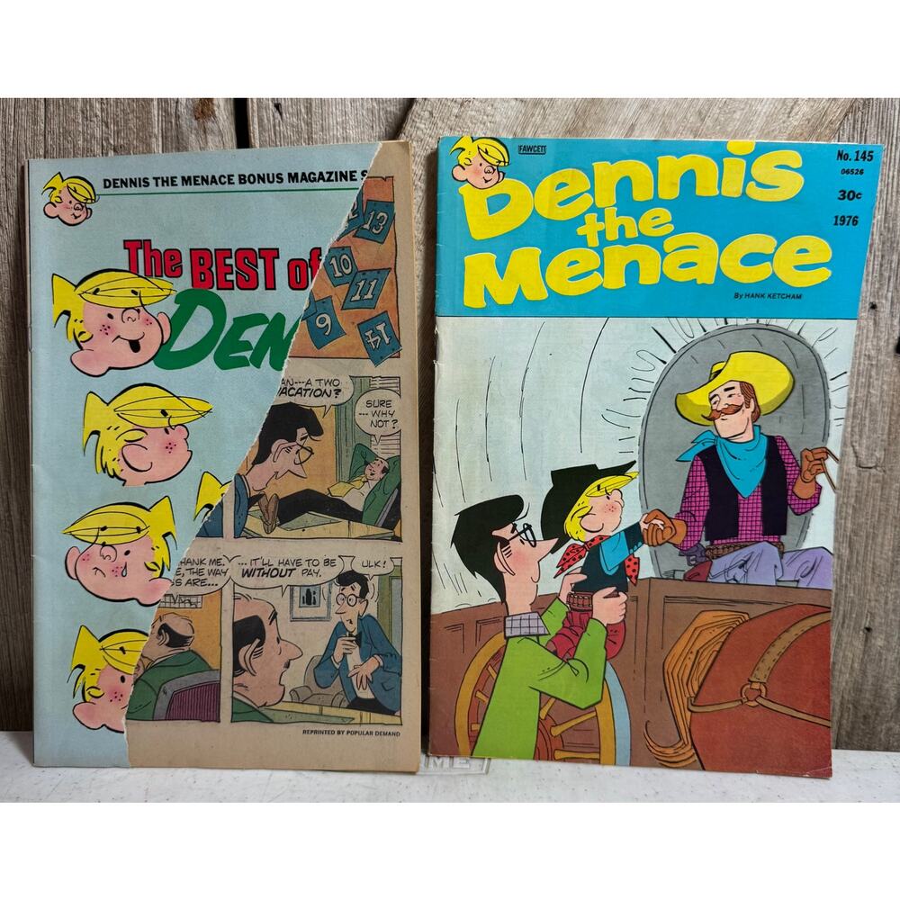 1976 Dennis the Menace v1 #145 Fawcett Comics & Bonus Magazine With Torn Cover